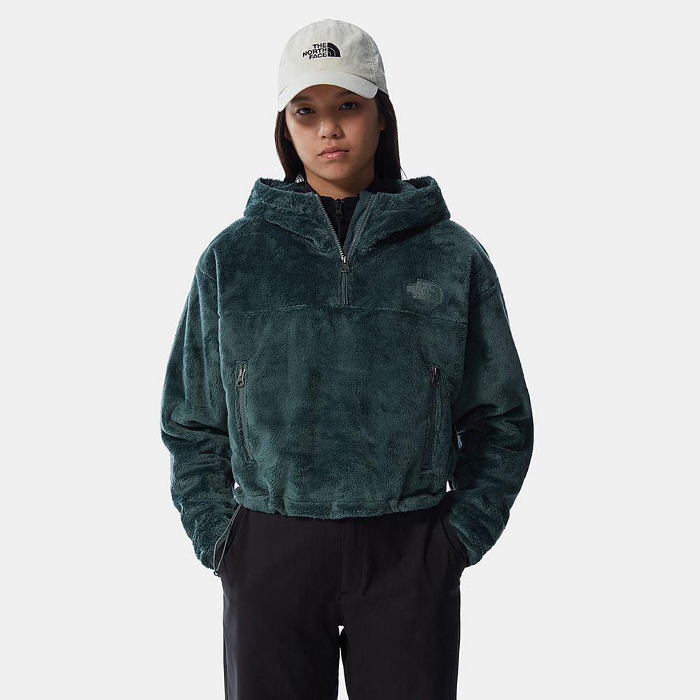 The North Face Osito Cropped Γυναικεια Φούτερ Hoodie - Πρασινο (XZBK65201)